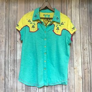 Embroidered Rodeo Horse Western  Top Sz L🐴